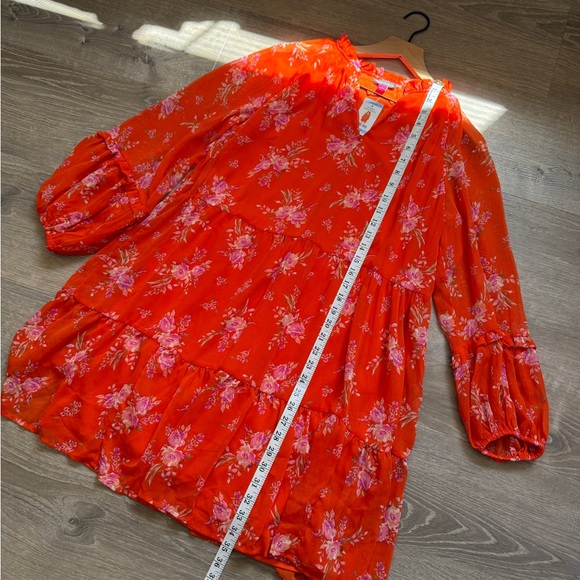 Vince Camuto Orange Floral Women's Dress-Size L- NWT - Picture 9 of 15